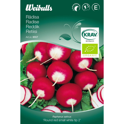 Weibulls Weibulls Rädisa Round Red Small White Tip 2,  krav - raphanus sativus 8558